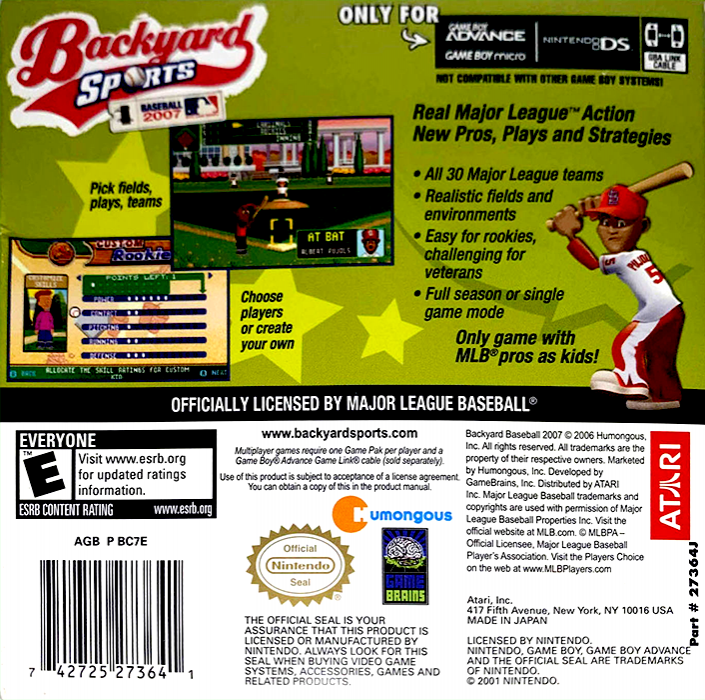 Backyard Baseball 2007 — box-2D-back (US)