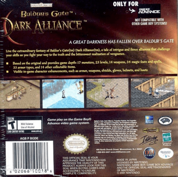 Baldur's Gate - Dark Alliance — box-2D-back (US)