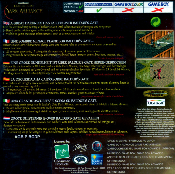Baldur's Gate - Dark Alliance — box-2D-back (EU)