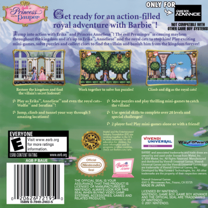 Barbie As The Princess And The Pauper — box-2D-back (US)