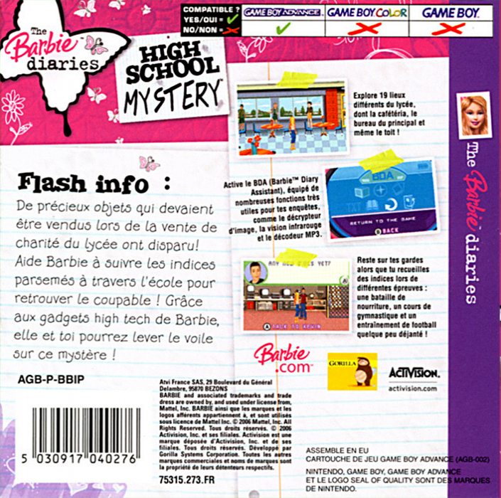 Barbie Diaries - High School Mystery, The — box-2D-back (FR)