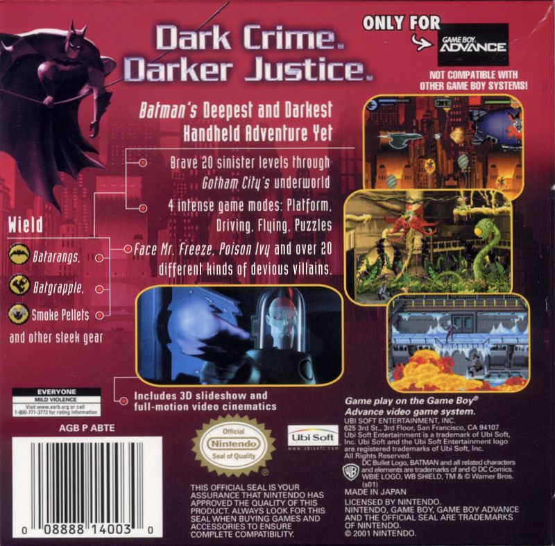 Batman - Vengeance — box-2D-back (US)