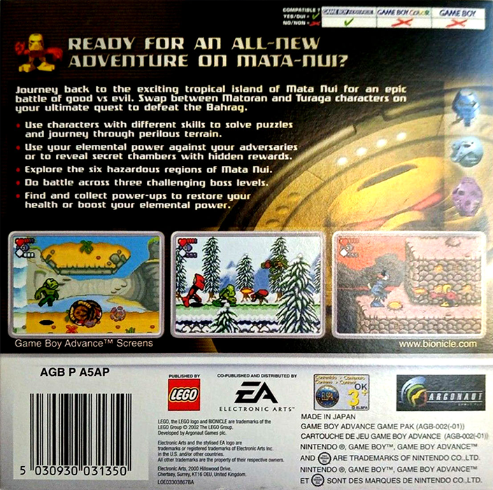 Bionicle - Matoran Adventures — box-2D-back (EU)