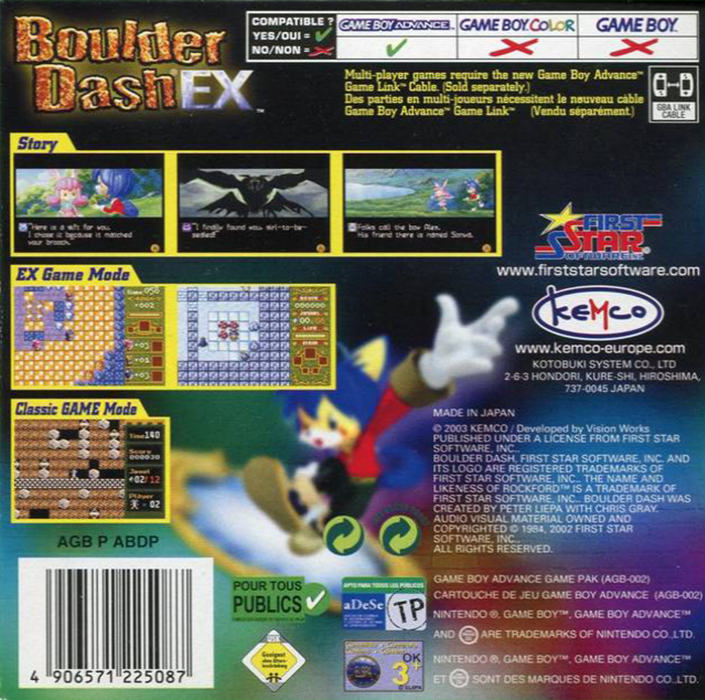 Boulder Dash Ex — box-2D-back (EU)