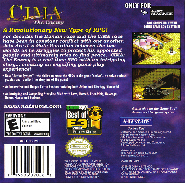 Cima - The Enemy — box-2D-back (US)