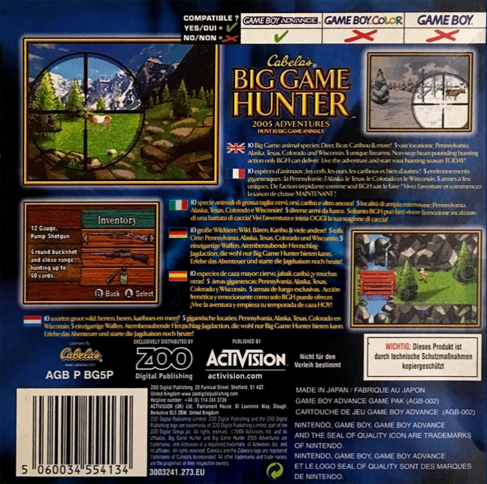 Cabela's Big Game Hunter - 2005 Adventures — box-2D-back (EU)