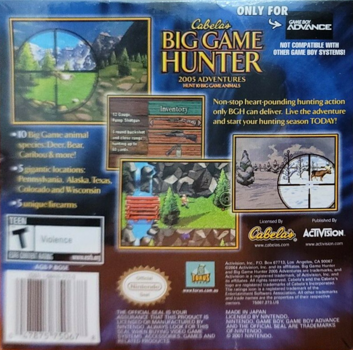 Cabela's Big Game Hunter - 2005 Adventures — box-2D-back (US)