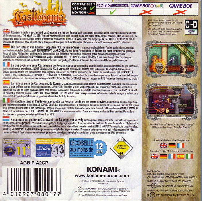 Castlevania - Aria Of Sorrow — box-2D-back (EU)