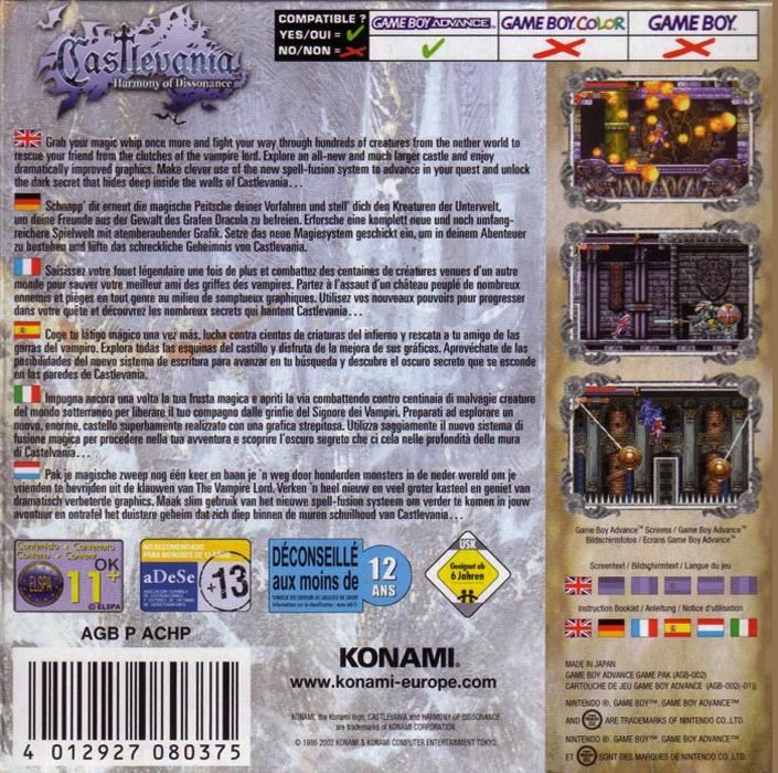 Castlevania - Harmony Of Dissonance — box-2D-back (EU)