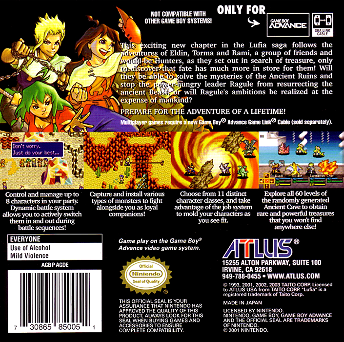 Lufia - The Ruins Of Lore — box-2D-back (US)