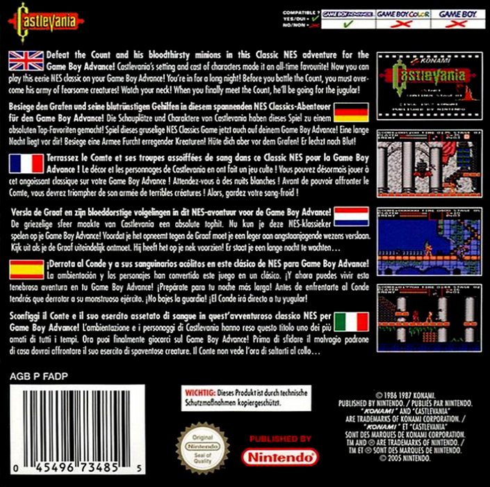NES Classics - Castlevania — box-2D-back (EU)