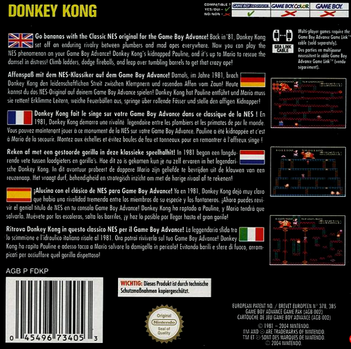 NES Classics - Donkey Kong — box-2D-back (EU)