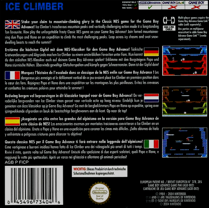 NES Classics - Ice Climber — box-2D-back (EU)