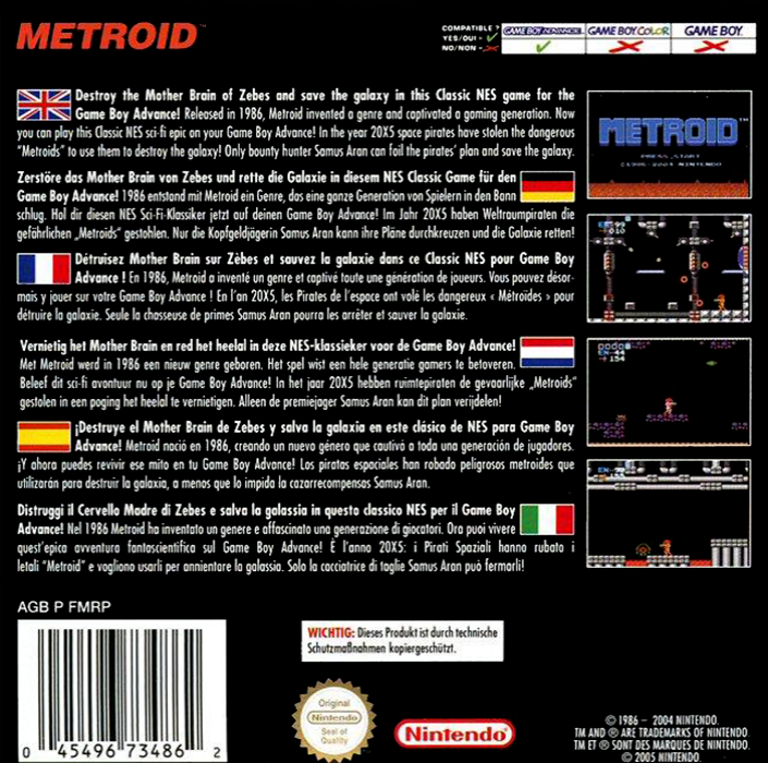 NES Classics - Metroid — box-2D-back (EU)