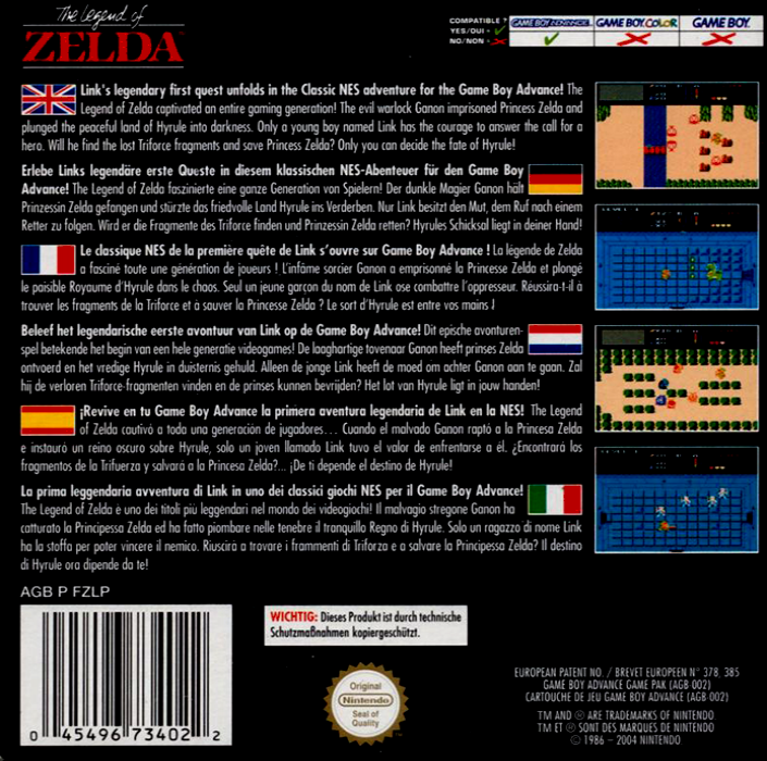 NES Classics - The Legend of Zelda — box-2D-back (EU)