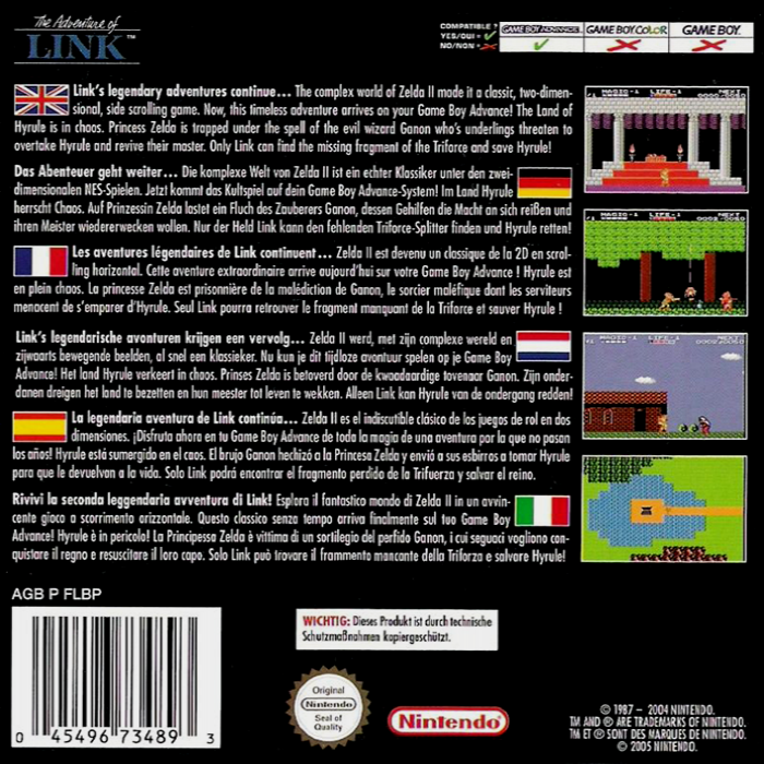 Nes Classics - Zelda 2 - The Adventure of Link — box-2D-back (EU)