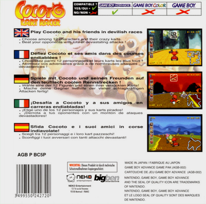 Cocoto Kart Racer — box-2D-back (EU)