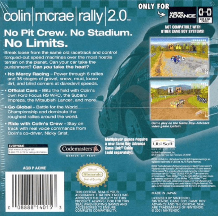 Colin Mcrae Rally 2 — box-2D-back (US)
