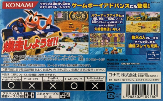 Crash Nitro Kart — box-2D-back (JP)