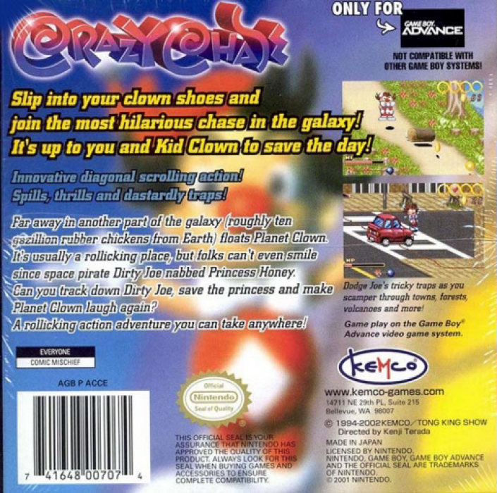 Crazy Chase — box-2D-back (US)
