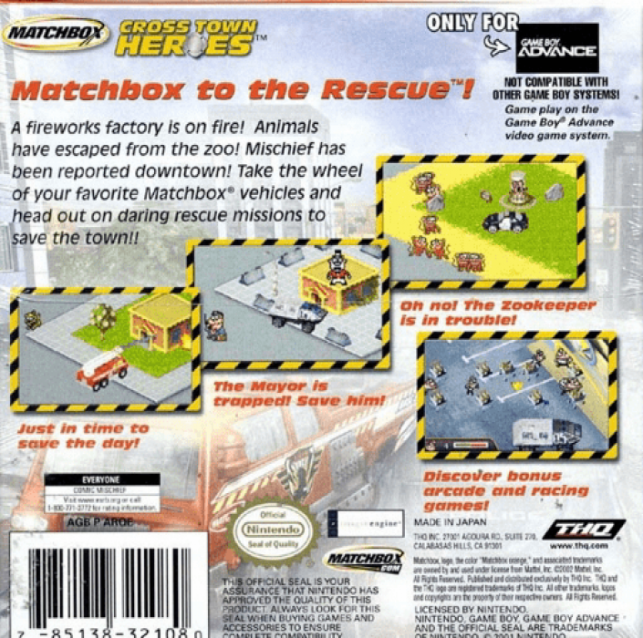 Matchbox Cross Town Heroes — box-2D-back (US)