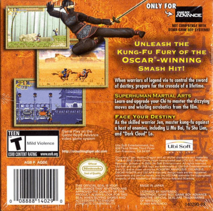 Crouching Tiger, Hidden Dragon — box-2D-back (US)