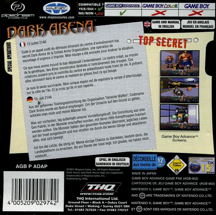 Dark Arena — box-2D-back (EU)