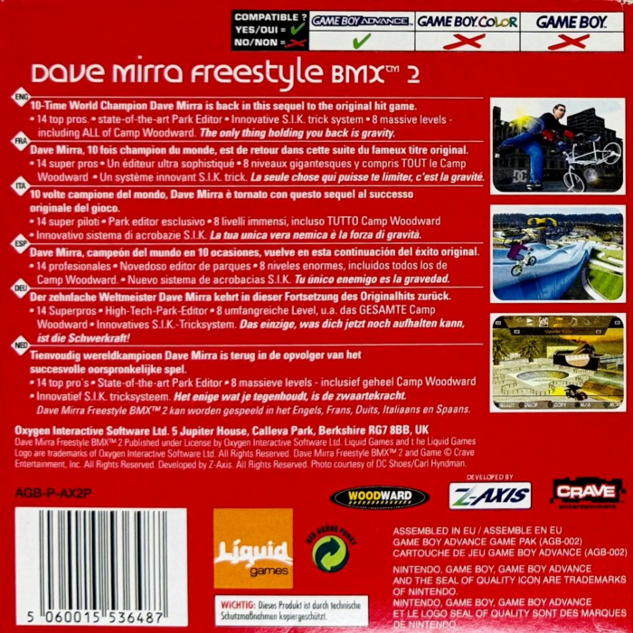 Dave Mirra Freestyle Bmx 2 — box-2D-back (EU)