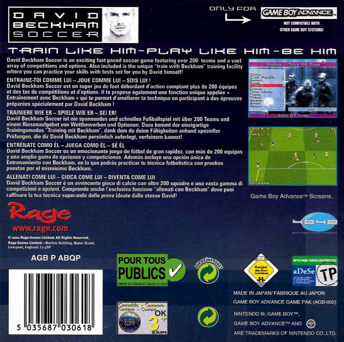 David Beckham Soccer — box-2D-back (EU)