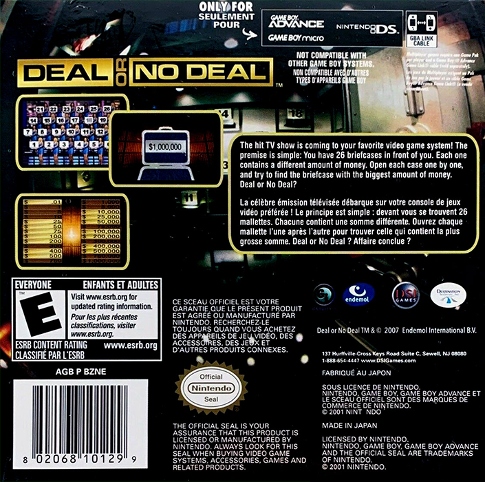 Deal Or No Deal — box-2D-back (US)