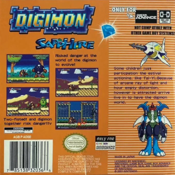 Digimon Sapphire — box-2D-back (US)