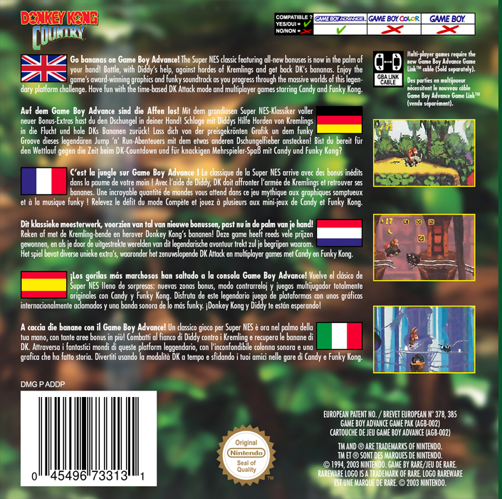 Donkey Kong Country — box-2D-back (EU)