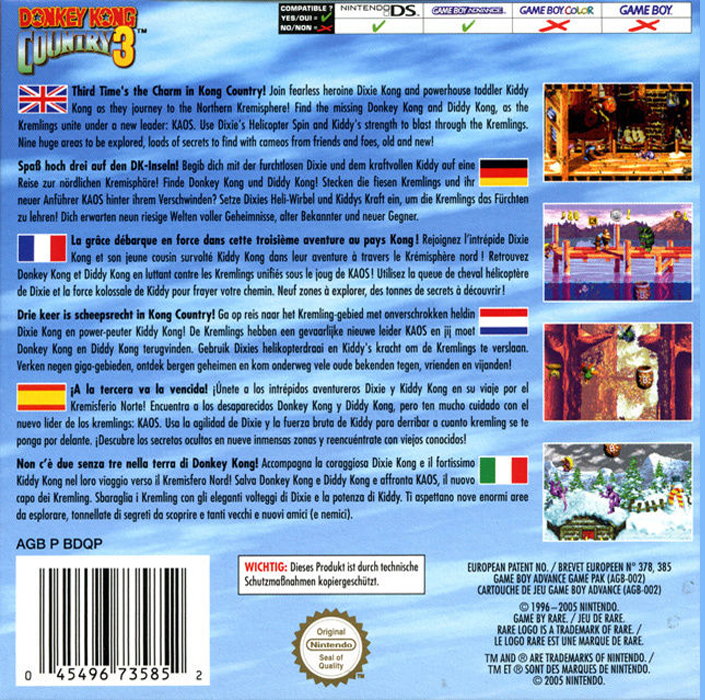 Donkey Kong Country 3 — box-2D-back (EU)