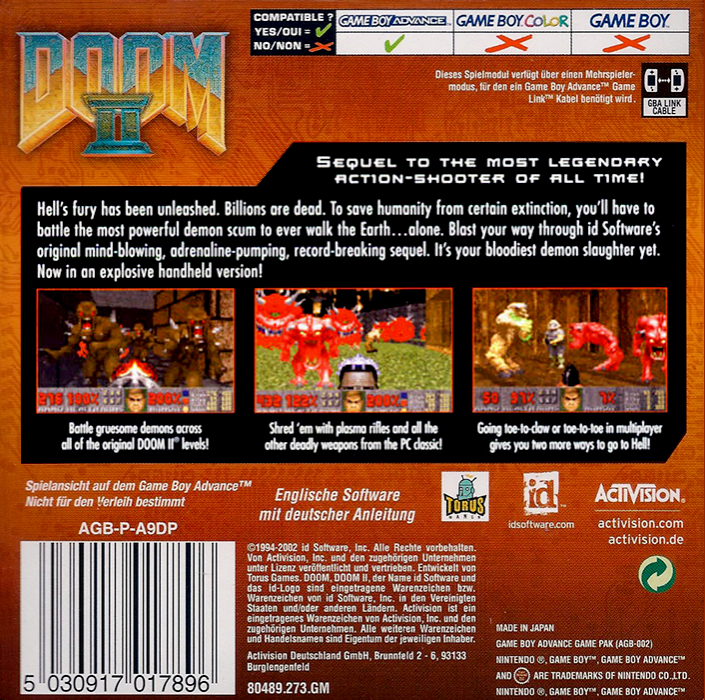 Doom 2 — box-2D-back (EU)