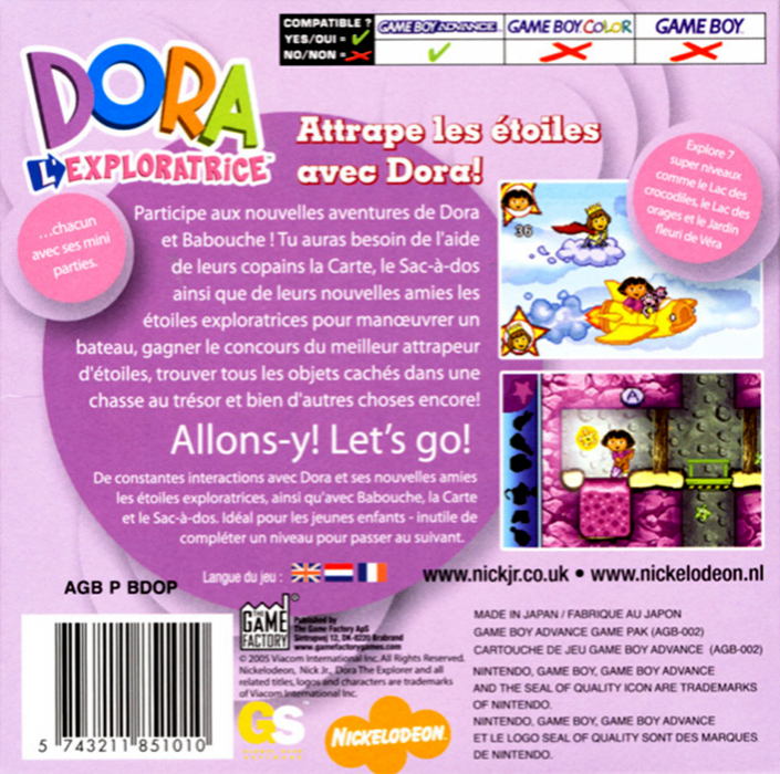 Dora The Explorer - Super Star Adventures! — box-2D-back (FR)
