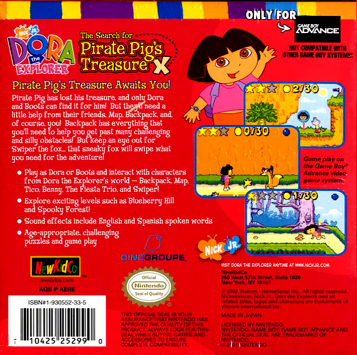 Dora The Explorer - The Search For The Pirate Pig's Treasure — box-2D-back (US)