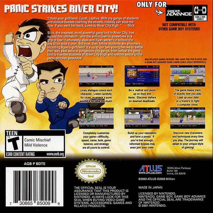 River City Ransom Ex — box-2D-back (US)