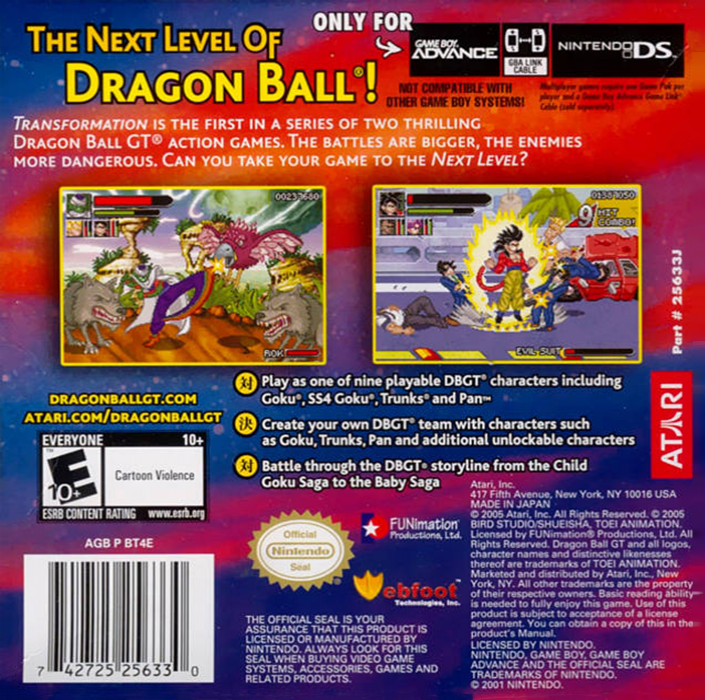 Dragon Ball Gt - Transformation — box-2D-back (US)