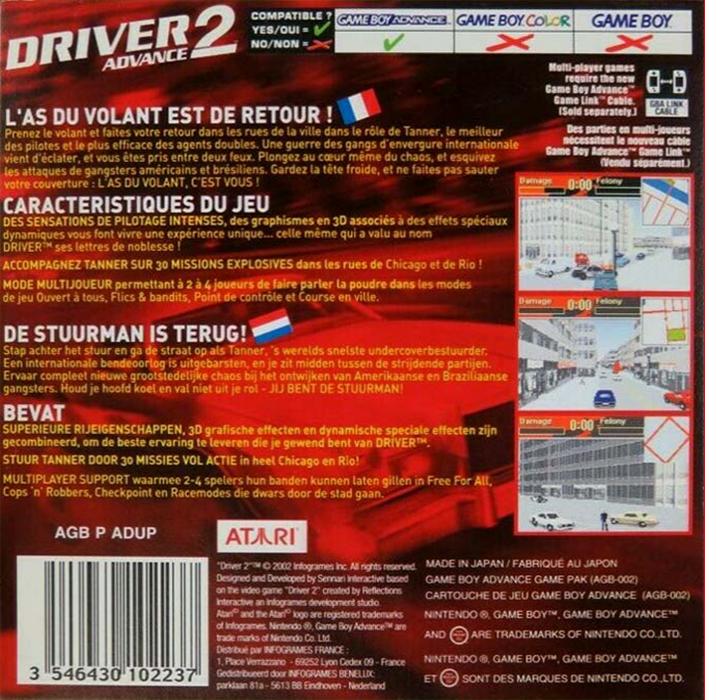 Driver 2 Advance — box-2D-back (EU)