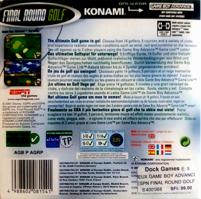 ESPN Final Round Golf 2002 — box-2D-back (EU)