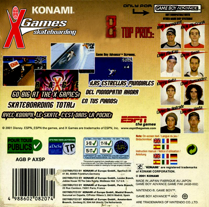 ESPN X-Games Skateboarding — box-2D-back (EU)
