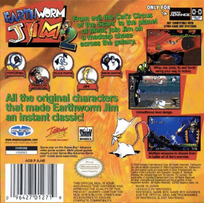 Earthworm Jim 2 — box-2D-back (US)