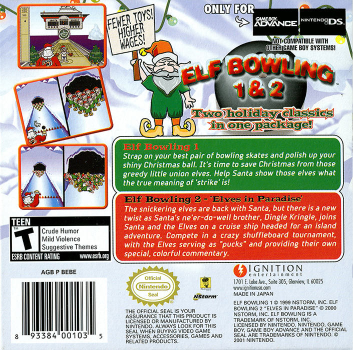 Elf Bowling 1 And 2 — box-2D-back (US)