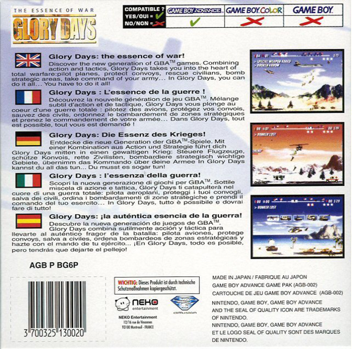 Glory Days - The Essence of War — box-2D-back (EU)