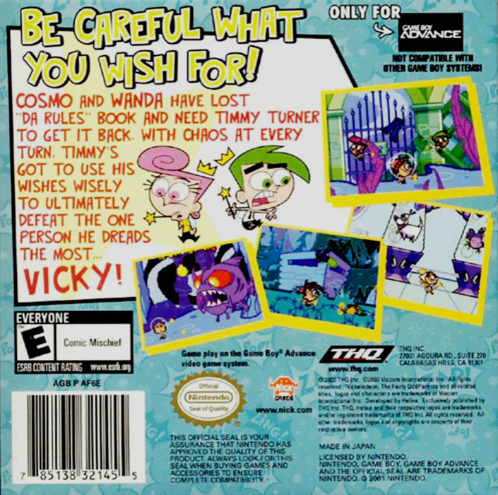 Fairly Oddparents!, The - Breakin' Da Rules — box-2D-back (US)