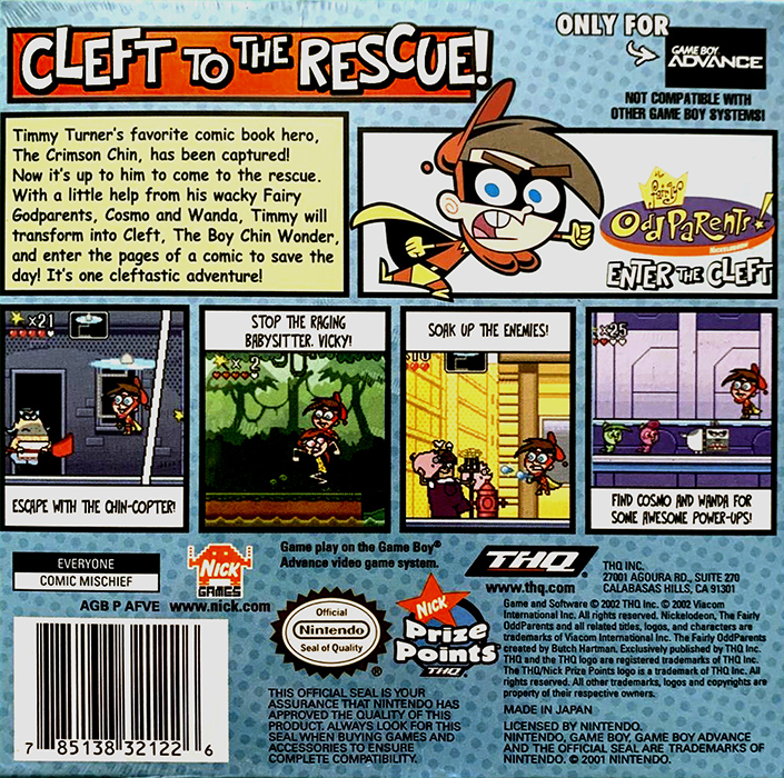 Fairly Oddparents!, The - Enter The Cleft — box-2D-back (US)
