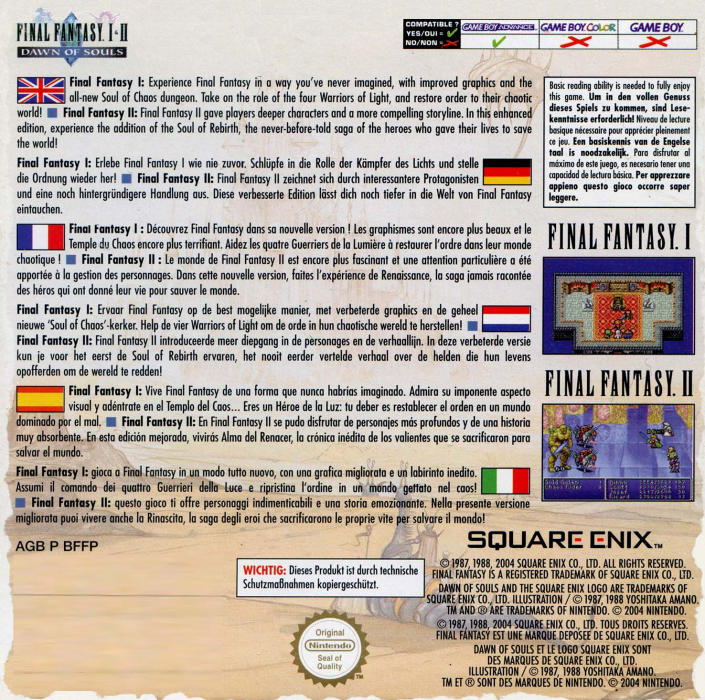 Final Fantasy 1 And 2 - Dawn Of Souls — box-2D-back (EU)