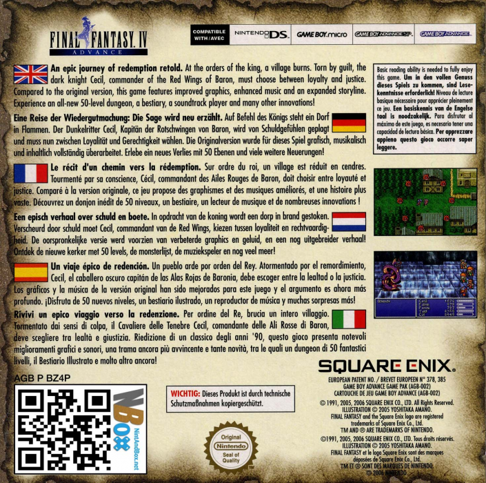 Final Fantasy Iv Advance — box-2D-back (EU)