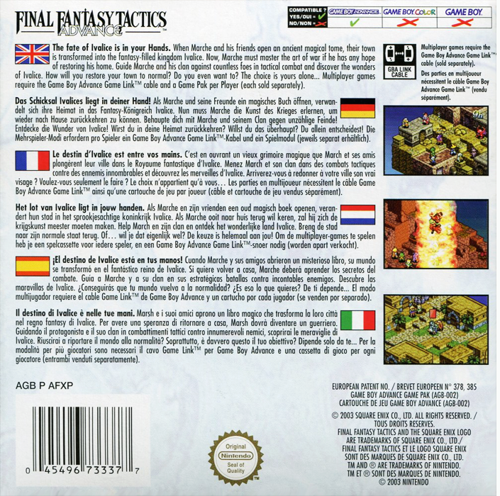 Final Fantasy Tactics Advance — box-2D-back (EU)