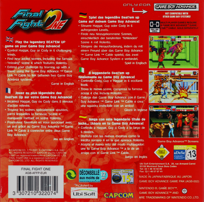 Final Fight One — box-2D-back (EU)